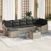 set vrtnih sofa s jastučićima siva Poly Rattan