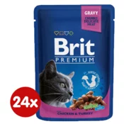 BRIT vrečke Premium Cat, piščanec in puran v omaki, 24 x 100g