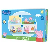Djecja puzzle 4 u 1 PEPA PRASE (PEPPA PIG) obiteljski dan, 19x29 cm