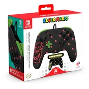 PDP žični kontroler Rematch Glow Bowser svetleč v temi za Nintendo Switch 1 & 2