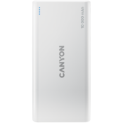 Canyon powerbank PB-108W,10000mAh Li-pol,Vhod 5V (MicroUSB/Lightning - Apple),Izhod 5V (2xUSB-A),bela
