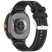 Techsuit pas za uro Samsung Galaxy Watch8 40 mm/Watch8 44 mm/Watch8 Classic 46mm iz silikona in najlona - črn