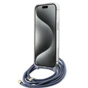 Ovitek Guess Crossbody Cord 4G Print za iPhone 15 Pro - blue