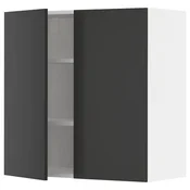 METOD Viseča omarica s policami/2 vrati, bela/Nickebo mat antracitna, 80x80 cm