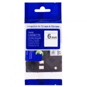 PRINTLINE združljiv trak z Brother HSe-211, 6 mm, črn tisk/belo ozadje, cev
