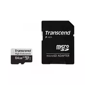 SDXC Transcend micro 64GB 350V, Endurance, 95/45 MB/s, C10, U1, adapter