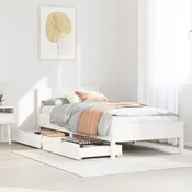 shumee vidaXL Posteljni okvir brez vzmetnice bel 90x190 cm masiven borov les