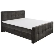 MID.YOU POSTELJA Z VZMETNICO 160 cm  x 200 cm , tekstil, leseni material temno rjava
