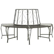Vidaxl Vrtna zaobljena drevesna klop 160 cm jeklo