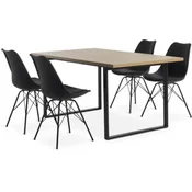 AABENRAA D160 sto topao hrast + 4 KLARUP stolice crna