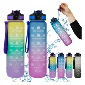shumee 2x STEKLENICA ZA VODO 1L Motivacijska športna s slamico STEKLENICA Z GRADUACIJO 1000ml