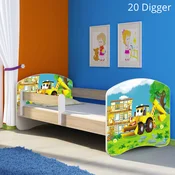 Djecji krevet ACMA s motivom, bocna sonoma 140x70 cm 20 Digger