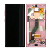 Samsung Galaxy Note 10 - LCD zaslon + steklo na dotik + okvir (aura roza) - GH82-20818F, GH82-20817F Genuine Service Pack