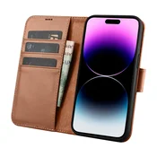 iCARER iCarer Wallet Case 2v1 etui iPhone 14 Pro usnjena torbica z zavihkom Anti-RFID rjava (WMI14220726-BN)