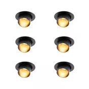Komplet 6 modernih vgradnih reflektorjev črne barve, okrogli, nagibni - Installa