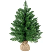 HOMCOM Božično drevo mini 55cm z 50 gostimi vejami in realističnimi iglami iz PVC, podstavek iz cementa in jute