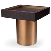 Casa Padrino luxury side table mocha/brass 50 x 50 x H. 50 cm - Square living room table - Living room furniture - Luxury furniture - Luxury living room furnishings