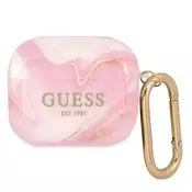 Ovitek Guess Marble Collection za AirPods 3, roza