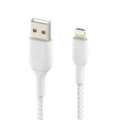 BELKIN USB na iPhone/iPad Lightning MFi kabel, pleten iz najlona, serija BOOST?CHARGE proizvajalca Belkin, 15 cm - bel, (20764305)