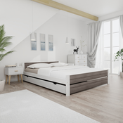 Postelja IKAROS DOUBLE 140 x 200 cm, bela/hrast tartuf Posteljno dno: Z lamelnim dnom, Vzmetnica: Brez vzmetnice