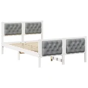 Vidaxl Konstrukcija postelje z vzglavjem Svetlo siva 135 x 190 cm