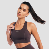 Ženski nedrček GymBeam Aura Sports Bra Tee Brown M