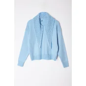 Trendyol Limited Edition Light Blue Wide Pattern Soft Texture Openwork/Hole Knitwear Sweater