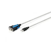 Digitus DA-70170 USB-A 2.0 moški na RS232 (DB9) moški adapter kabel | FTDI čipovje (FT232RNL) | PVC, prozoren | Priključek za vijake | 1.8m