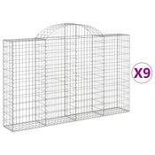 Vidaxl Obokane gabion košare 9 kosov 200x30x120/140cm pocinkano železo