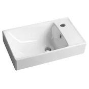 NUALI Keramični umivalnik 50x30cm, mešalnik na desni strani/bela - Bela - 50x30 cm - Sapho - 24 - Keramika - Pravokotnik - 500 - 165 - 300 - 14