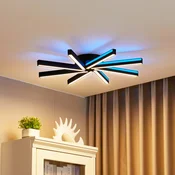 Lucande Smart LED stropna svetilka Tjado, O70 cm, črna, RGBW - Dnevna soba/jedilnica - Sodobni - črna, bela - Kovina