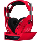 Logitech G Astro A50 X Lightspeed brezžične slušalke z bazno postajo rdeče barve za PC & igralne konzole