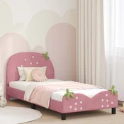 vidaXL Otroški posteljni okvir z vznožjem Roza 80 x 200 cm Žamet
