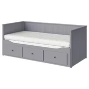 HEMNES Dnevna postelja+3 pr/2 post vložka, siva/Afjäll čvrst, 80x200 cm