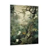 Canvas Slika na platnu Šuma sa belim cvetovima, Sa ramom, 90 x 120 cm, Beli