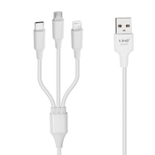 LINQ Kabel 3-v-1 USB v USB-C/iPhone Lightning/Micro-USB - 5 A ultra-hitro polnjenje - dolžina 1,2 m, LinQ - bel, (20649884)