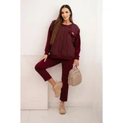 Kesi Włoski Womens tracksuit set made of viscose with a quilted sweatshirt and pants plum