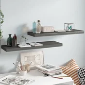 shumee vidaXL Stenske police, 2 kosa, visok sijaj, sive, 80 x 23,5 x 3,8 cm, MDF