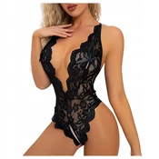 shumee Erotično perilo, čipkasto, seksi ženski bodi z odprtim mednožjem, velikost M/L