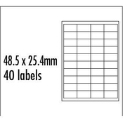 Etikete z logotipom, 48,5 mm x 25,4 mm, A4, mat, rdeče, 40 etiket, pakiranje po 10, za brizgalne in laserske tiskalnike