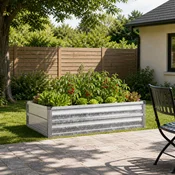 vidaXL Povišana vrtna gredica Srebrna 100 x 80 x 24 cm cinkano