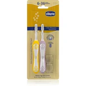 CHICCO Komplet zobnih ščetk za otroke Lilac-Mustard 6-36m, 2 kosa