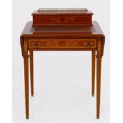 Casa Padrino luxury baroque desk light brown/real leather brown foldable 104 x 49 x H. 80 cm - solid wood antique style secretary with drawer