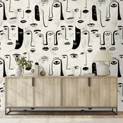 Tapeta abstraktni črno-beli obrazi - 343x231
