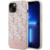 Guess GUESS ovitek za iPhone 14, združljiv z MagSafe, GUHMP14SHGCFSEP (GCUBE Stripes), roza