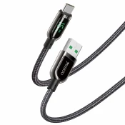 Yesido - podatkovni kabel (CA85) - USB na Type-C 66W 5A digitalni zaslon - 120 cm - črni