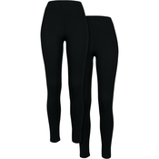 Womens Jersey Leggings 2-Pack Black+Black
