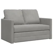 Vidaxl Talni raztegljiv kavč 2 v 1 svetlo siv 122x204x55 cm žamet