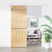 vidaXL Drsna vrata Naravna in bela 80 x 210 cm Masiven borov les