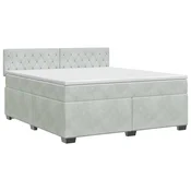 vidaXL Postelja boxspring z vzmetnico Svetlo siva 140 x 200 cm Žamet
